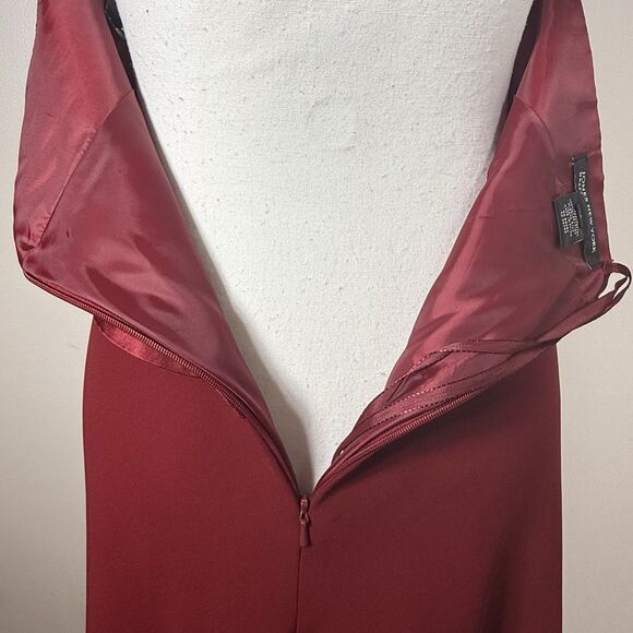 Jones New York Halter Tie Neck Dress Womens 16 Red Open Back Silk Waist Cocktail - Picture 4 of 11